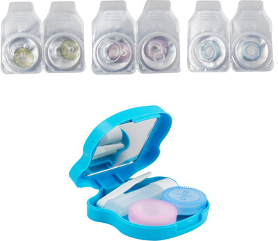 

Optify Combo Pack Monthly Color Contact Lens With Travel Kit Monthly Contact Lens(1, Light Blue-Green-Violet, Pack of 3)