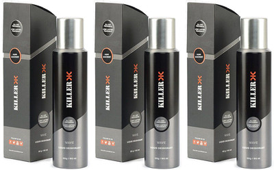

Killer WAVE All-Day Long Lasting Freshness Fragrance 125G/150ml, Combo Pack 3 Pcs. Liquid Deodorant Spray - For Men(150 ml, Pack of 3)