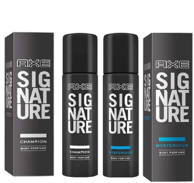 

AXE SIGNATURE CHAMPION BODY PERFUME 122ml +SIGNATURE MYSTERIOUS BODY PERFUME 122 ML Deodorant Spray - For Men(244 ml, Pack of 2)