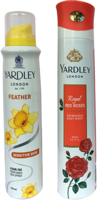 

Yardley London Feather and Royal red roses (pack of 2) Perfume Body Spray - For Women(150 ml, Pack of 2)