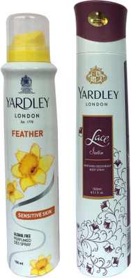 

Yardley London Feather and Lace satin (pack of 2) Perfume Body Spray - For Women(150 ml, Pack of 2)