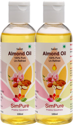 

SimPure 100% Pure Sweet (Edible) Almond Oil Plastic Bottle(2 x 100 ml)