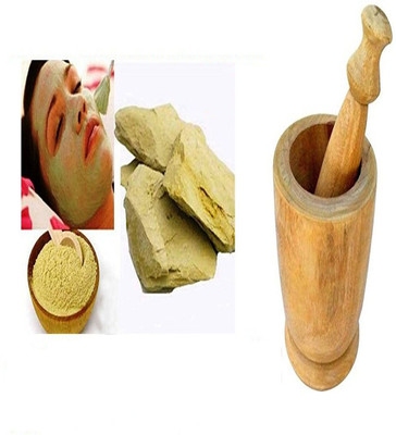 

Online Quality Store Multani Mitti Herbal (Fuller Earth stone Form) + khalbatta Okhli Masher, Mortar & Pestle Set_1500(1500 g)