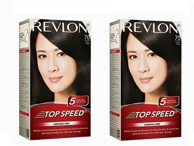 

Revlon Top Speed Hair Colour Natural Black 70 Pack Of 2 Hair Color(Brown)