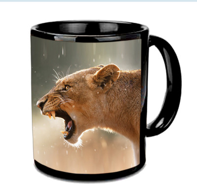 

Raj Laxmi Tigress roaring black Ceramic Mug(350 ml)