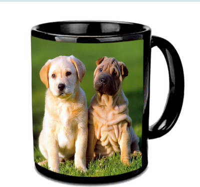 

Raj Laxmi Dogs friendship black Ceramic Mug(350 ml)