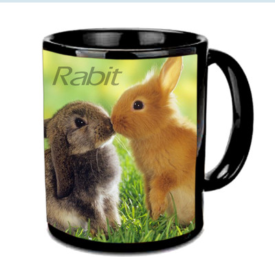 

Raj Laxmi Smooching rabbit black Ceramic Mug(350 ml)