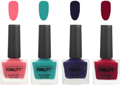 

Kwality Multicolor Matte Nail Polish Combo 2901202049 Frozen Pink,Sea Green,Royal Blue,Berry(Pack of 4)