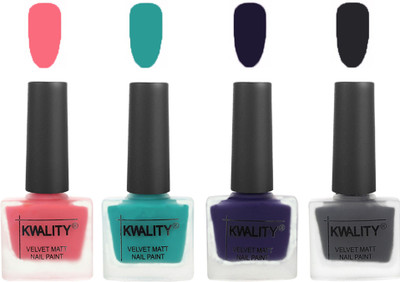 

Kwality Multicolor Matte Nail Polish Combo 2901202051 Frozen Pink,Sea Green,Royal Blue,Dark Grey(Pack of 4)