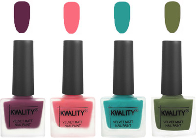 

Kwality Multicolor Matte Nail Polish Combo 2901202039 Purple,Frozen Pink,Sea Green,Olive Green(Pack of 4)