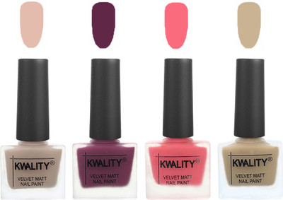 

Kwality Multicolor Matte Nail Polish Combo 2901202030 Light Baby Nude,Purple,Frozen Pink,Nude(Pack of 4)