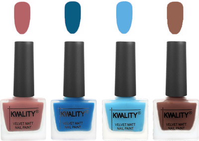 

Kwality Multicolor Matte Nail Polish Combo 2901202088 Dark Nude,Peacock Blue,Light Blue,Shock Brown(Pack of 4)