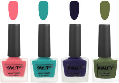 

Kwality Multicolor Matte Nail Polish Combo 2901202050 Frozen Pink,Sea Green,Royal Blue,Olive Green(Pack of 4)