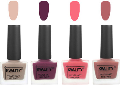 

Kwality Multicolor Matte Nail Polish Combo 2901202023 Light Baby Nude,Purple,Frozen Pink,Dark Nude(Pack of 4)