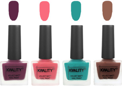 

Kwality Multicolor Matte Nail Polish Combo 2901202043 Purple,Frozen Pink,Sea Green,Shock Brown(Pack of 4)