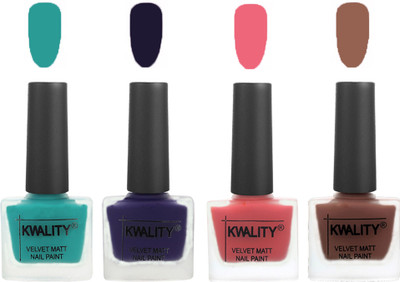 

Kwality Multicolor Matte Nail Polish Combo 2901202064 Sea Green,Royal Blue,Nude Pink,Shock Brown(Pack of 4)