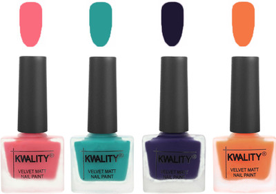 

Kwality Multicolor Matte Nail Polish Combo 2901202052 Frozen Pink,Sea Green,Royal Blue,Peach(Pack of 4)