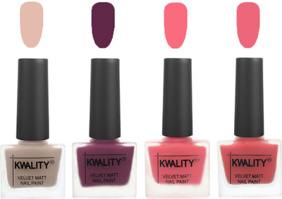 

Kwality Multicolor Matte Nail Polish Combo 2901202022 Light Baby Nude,Purple,Frozen Pink,Nude Pink(Pack of 4)