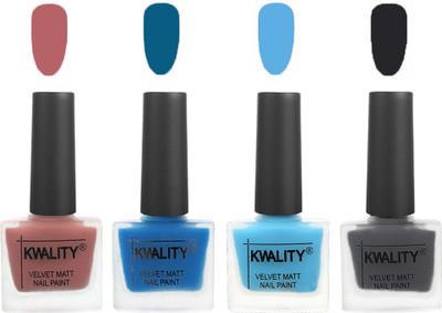 

Kwality Multicolor Matte Nail Polish Combo 2901202085 Dark Nude,Peacock Blue,Light Blue,Dark Grey(Pack of 4)