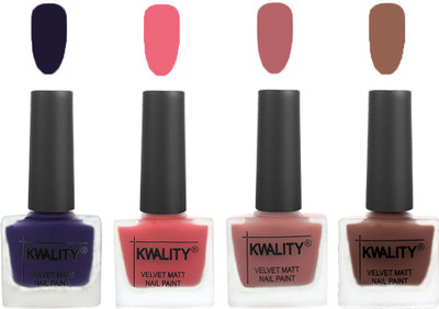 

Kwality Multicolor Matte Nail Polish Combo 2901202073 Royal Blue,Nude Pink,Dark Nude,Shock Brown(Pack of 4)
