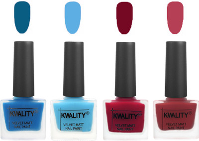 

Kwality Multicolor Matte Nail Polish Combo 2901202095 Peacock Blue,Light Blue,Berry ,Rani Pink(Pack of 4)