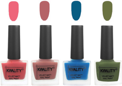 

Kwality Multicolor Matte Nail Polish Combo 2901202077 Nude Pink,Dark Nude,Peacock Blue,Olive Green(Pack of 4)