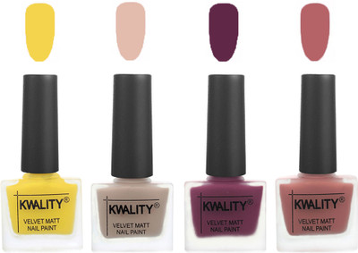 

Kwality Multicolor Matte Nail Polish Combo 2901202010 Yellow,Light Baby Nude,Purple,Dark Nude(Pack of 4)