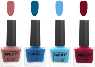 

Kwality Multicolor Matte Nail Polish Combo 2901202083 Dark Nude,Peacock Blue,Light Blue,Berry(Pack of 4)