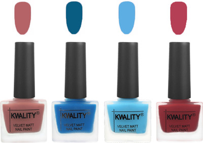

Kwality Multicolor Matte Nail Polish Combo 2901202089 Dark Nude,Peacock Blue,Light Blue,Rani Pink(Pack of 4)