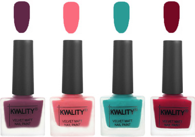

Kwality Multicolor Matte Nail Polish Combo 2901202038 Purple,Frozen Pink,Sea Green,Berry(Pack of 4)