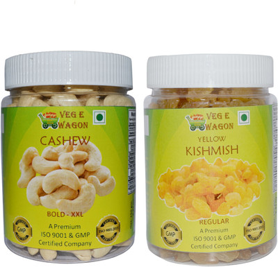 

Veg E Wagon Cashew Bold XXl & Yellow Kishmish Regular (250 Each) Cashews, Raisins(500 g, Plastic Bottle)