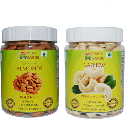 

Veg E Wagon Almonds Bold No1 & Cashew Premium Jumbo (250 Each) Almonds, Cashews(500 g, Plastic Bottle)