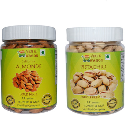 

Veg E Wagon Almonds Bold No1 & Pista Whole Premium (250 Each) Almonds, Pistachios(500 g, Plastic Bottle)