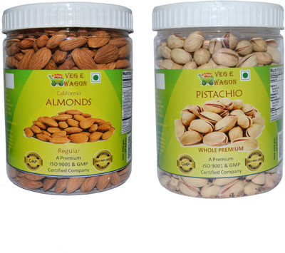 

Veg E Wagon Almonds Regular&Pista Whole Premium (500 Each) Almonds(1000 g, Plastic Bottle)