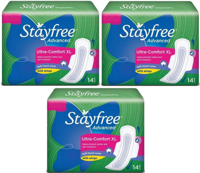 Stayfree Advanced XL Wings Sanitary 14+14+14 Pad Sanitary Pad(Pack of 3)