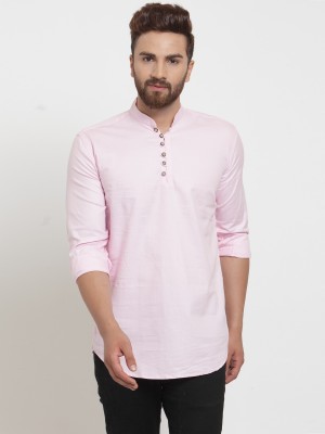 A-Okay Men Solid Casual Pink Shirt