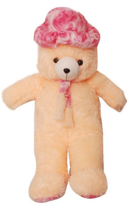 

Nihan Enterprises Cream & Pink Rose CapStuffed Soft Teddy Bear - 60 cm(Cream)