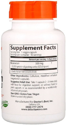 

Doctor's Best Best 3000 GDU Bromelain, 500 mg, 90 Veggie Caps(90 No)