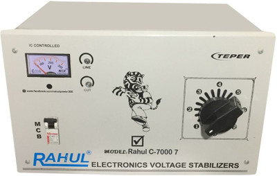 

Rahul C-7000 a7 KVA/28 Amp 90-260 Volt Mainline Use Up to 7 KVA Load Raf & Taf Autocut Voltage Stabilizer(Gray)