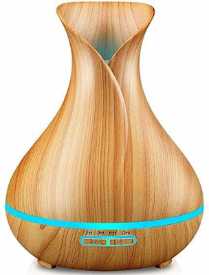 

Foolzy Essential Oil Diffuser, 400ml Wood Grain Aromatherapy Diffuser Ultrasonic Cool Mist Humidifier with Color LED Lights Changing and Waterless Auto Shut-off for Bedroom Office Home Baby Room Yoga Portable Room Air Purifier(Brown)