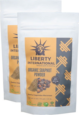 

LIBERTY INTERNATIONAL Organic Reetha/Aritha /Soap Nut Powder For Hair Care, Anti-Hair Fall & Anti-Dandruff Shampoo (2 X 114 Gm ) C3(228 g)