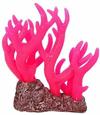 

SRI Artificial Silicone Coral Aquarium Decoration Underwater Ornament for Fish Tank (Pink) Aragonite Unplanted Substrate(Pink)