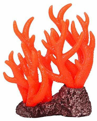 

SRI Artificial Silicone Coral Aquarium Decoration Underwater Ornament for Fish Tank (Orange) Aragonite Unplanted Substrate(Orange)