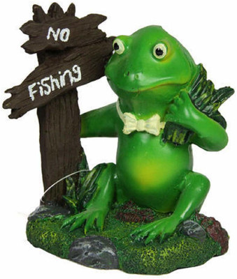 

aquapetzworld NO Fishing Frog Warning Sign for Home Decoration Aquarium Fish Tank Decor Wonderful Gift with air Bubbles River Rock Unplanted Substrate(Green, Black)