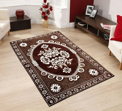 

ABhomedecor Brown Chenille Carpet(135 cm X 215 cm)