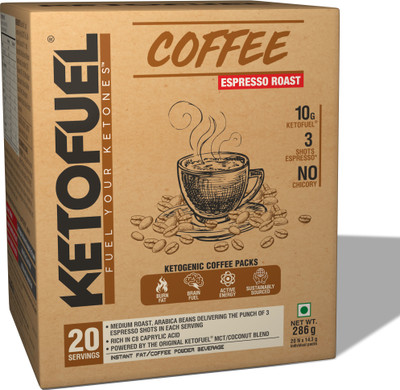

KETOFUEL COFFEE Espresso Roast Instant Keto Coffee Powder with Coconut and MCT Oil - 20 packets box Instant Coffee 286 g(Pack of 20)