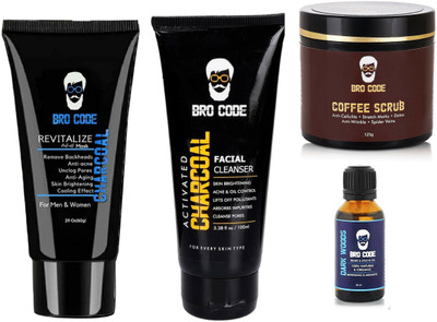 

Bro Code Combo of Facewash, Peel Off Mask, Beard Oil and Coffee Scrub(Set of 4)