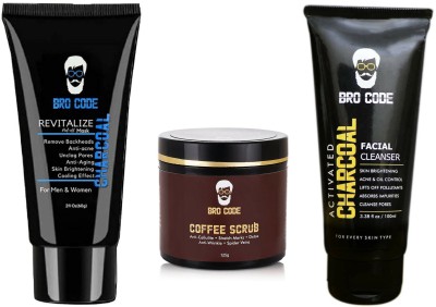 

Bro Code Combo of Face Wash, Peel Off Mask and Coffee Scrub(Set of 3)