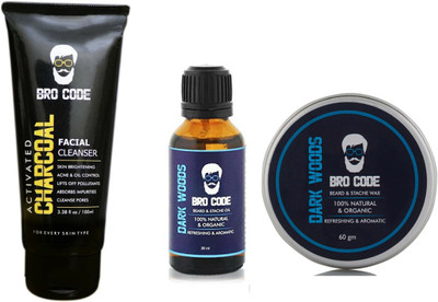 

Bro Code Combo of Face Wash, Beard Oil and Stache Wax(Set of 3)