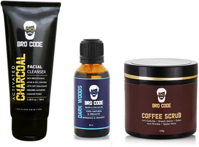 

Bro Code Combo of Face Wash, Beard Oil and Coffee Scrub(Set of 3)